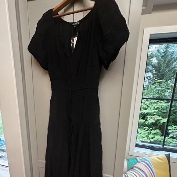 J. Crew Elena Puff Sleeve Black Dress - NWT - Picture 7 of 9